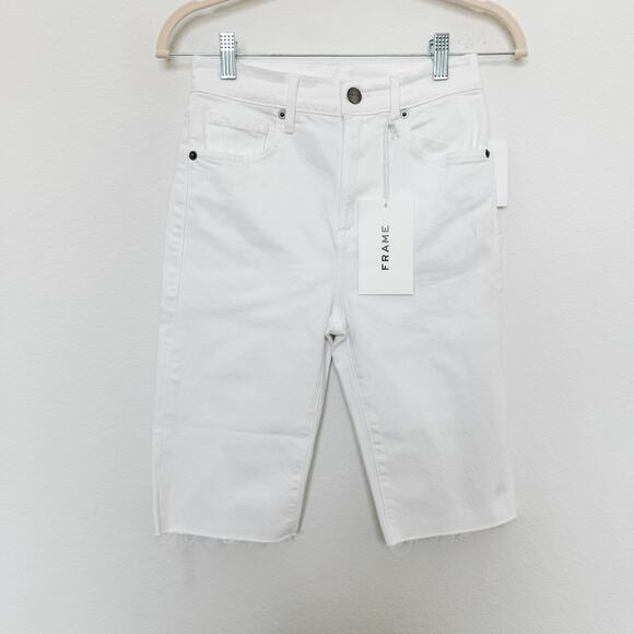 Frame Womens Shorts Size 23 White Le Vintage Bermuda Preppy Parisian Minimalist - Picture 1 of 7